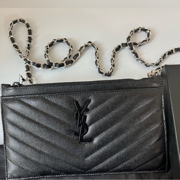 Yves Saint Laurent Handbags - Yves Saint Laurent all black monogram clutch / crossbody